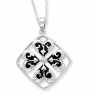 Picture of Sterling Silver Antiqued Wishing You Luck 18in Necklace