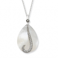 Picture of Sterling Silver Mother of Pearl & CZ Tear From Heaven 18in Necklace