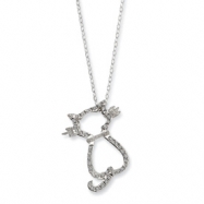 Picture of Sterling Silver Diamond Mystique 18in Cat Necklace