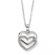Picture of Sterling Silver Diamond Mystique 18in Dangle Heart Necklace