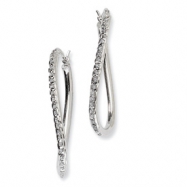 Picture of Sterling Silver Diamond Mystique Oval Twist Hinged Hoop Earrings