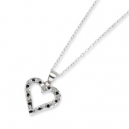 Picture of Sterling Silver Diamond Mystique B & W Dia. 18in Heart Necklace