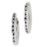 Picture of Sterling Silver & Platinum-plated Dia. & Sapphire Round Hinged Hoop Earring