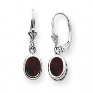 Picture of Sterling Silver 7x5mm Oval Garnet Leverback Earrings