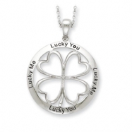 Picture of Sterling Silver Antiqued Lucky Me, Lucky You 18in Necklace