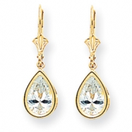 Picture of 14k 10x7mm Pear Cubic Zirconia leverback earring