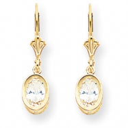 Picture of 14k 7x5mm Oval Cubic Zirconia leverback earring
