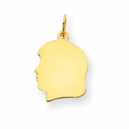 Picture of 14k Plain Medium .018 Gauge Facing Left Engraveable Girl Head Charm