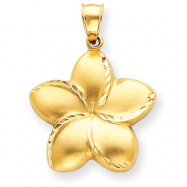 Picture of 14k Satin Diamond-cut Open-Backed Large Plumeria Pendant