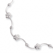 Picture of 16in Rhodium-plated CZ Flower Wave Necklace chain