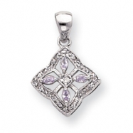 Picture of 18in Rhodium-plated Lavender CZ Filigree Necklace chain