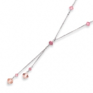 Picture of 16in Rhodium-plated Pink Crystal Y-Necklace chain
