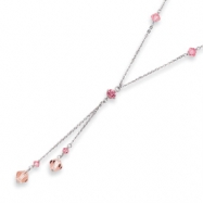 Picture of 16in Rhodium-plated Pink Crystal Y-Necklace chain
