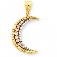 Picture of 14K Yellow, Rose and Rhodium Diamond-cut Moon Pendant