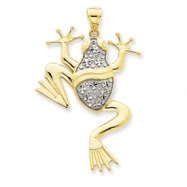 Picture of 14K and Rhodium Diamond-cut Frog Pendant