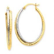 Picture of 14k Two-tone D/C Polished Oval Hoop Earring