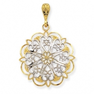 Picture of 14k & Rhodium Filigree Hearts w/Scalloped Edge Pendant