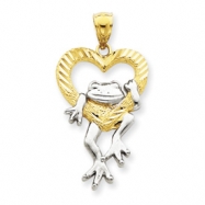 Picture of 14k and Rhodium D/C Frog in Heart Pendant