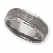 Picture of Dura Tungsten Ridged Edge 8mm Brushed and Polished Band ring