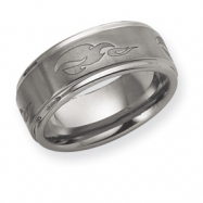 Picture of Dura Tungsten Ridged Edge 8mm Brushed and Polished Band ring