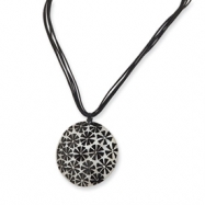 Picture of Silver-tone Hammer Shell Black Wax Cord Pendant Necklace