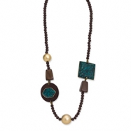 Picture of White Wood Aster & Serpentine Stone Slip-on Necklace