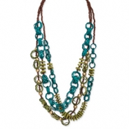 Picture of White Wood Aster, Coconut, Wicker Rings & Acrylic Bead Necklace ring