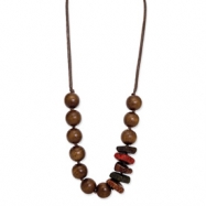 Picture of Silver-tone Laminated White Wood Aster Wax Cord Necklace