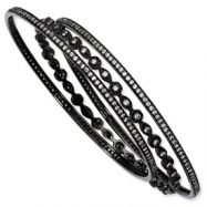 Picture of Black-plated Sterling Silver CZ Three Bangle Set