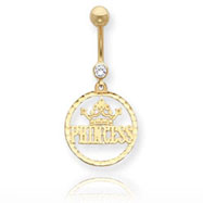 Picture of 14K Gold CZ Princess Belly Dangle