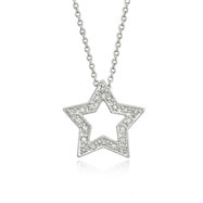 Picture of 14K White Gold Diamond Covered Open Star Necklace