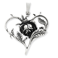 Picture of Sterling Silver Antiqued Rose Heart Pendant