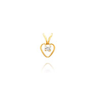 Picture of 14K Gold 3mm White Zircon Heart Birthstone Necklace