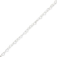 Picture of Sterling Silver 0.5mm Fancy Heart Link Anklet 10"