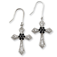 Picture of Sterling Silver Diamond Accent Cross Earrings