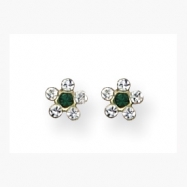 Picture of 14K Clear & Green Crystal Flower Earrings