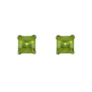 Picture of 14K White Gold Peridot  princess cut stud earring