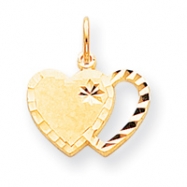 Picture of 10k Solid Diamond-cut Double Heart Charm