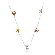 Picture of Sterling Silver Unique Shapes Tri-Color Necklace