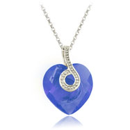 Picture of Sterling Silver Blue Swarovski Crystal Heart Necklace