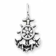 Picture of Sterling Silver Antiqued Anchor & Ship's Wheel Pendant