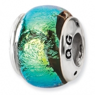 Picture of Sterling Silver Green Dichroic Glass Bead