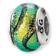 Picture of Sterling Silver Green Dichroic Glass Bead