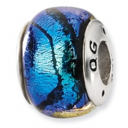 Picture of Sterling Silver Blue Dichroic Glass Bead