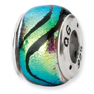 Picture of Sterling Silver Green Dichroic Glass Bead