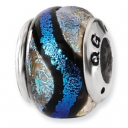 Picture of Sterling Silver Blue Dichroic Glass Bead