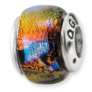 Picture of Sterling Silver Orange Dichroic Glass Bead