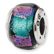 Picture of Sterling Silver Blue Dichroic Glass Bead