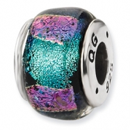 Picture of Sterling Silver Blue Dichroic Glass Bead