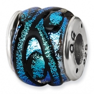 Picture of Sterling Silver Blue Dichroic Glass Bead